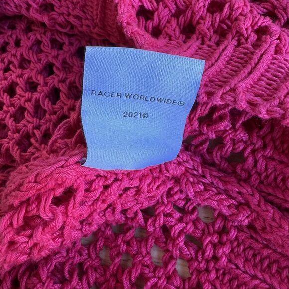 Racer Worldwide Cross Net Sweater Pink Grunge Rock Punk Crochet Unisex Small EUC - Picture 9 of 13